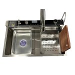                     Galatea Design Modus S Zlew z wodospadem, myjką do szklanek, dozownikiem, bateria 3-funkcyjną ZESTAW 75x46 wpuszczany stainless steel GDP31IX WYPRZEDAŻ KOLORU!!  OSTATNIE SZTUKI 