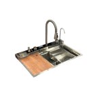                     Galatea Design Modus S Zlew z wodospadem, myjką do szklanek, dozownikiem, bateria 3-funkcyjną ZESTAW 75x46 wpuszczany stainless steel GDP31IX WYPRZEDAŻ KOLORU!!  OSTATNIE SZTUKI 