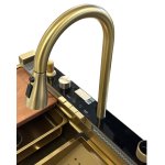                    Galatea Design Modus S Zlew z wodospadem, myjką do szklanek, dozownikiem, bateria 3-funkcyjną ZESTAW 75x46 wpuszczany Gold GDP31OR