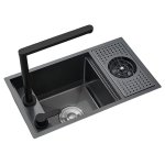                      Galatea Design Modus Up Zlew z myjką do szklanek, baterią teleskopową, deską blatową 60x40 wpuszczany gunmetal black GDP27GB WYPRZEDAŻ MAGAZYNOWA