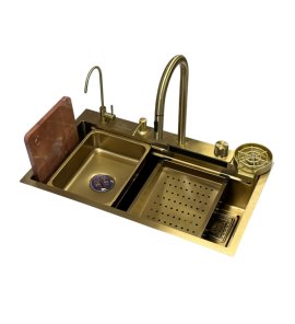        Galatea Design Modus Zlew wielofunkcyjny 75x45 cm wpuszczany z baterią Gold GDP171OR