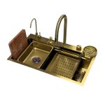        Galatea Design Modus Zlew wielofunkcyjny 75x45 cm wpuszczany z baterią Gold GDP171OR