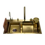        Galatea Design Modus Zlew wielofunkcyjny 75x45 cm wpuszczany z baterią Gold GDP171OR