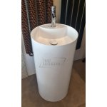   Galatea Design One Umywalka wolnostojąca Ø44xh87 cm z korkiem biały połysk GUONE44.GPB.WH GUPIL.WHP