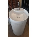   Galatea Design One Umywalka wolnostojąca Ø44xh87 cm z korkiem biały połysk GUONE44.GPB.WH GUPIL.WHP