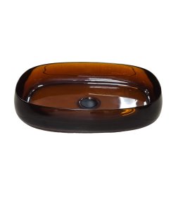 Galatea Design Paddle Umywalka stawiana na blat 58x38 dark brown z korkiem klik-klak czarny mat GDFU2007DB