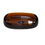 Galatea Design Paddle Umywalka stawiana na blat 58x38 dark brown z korkiem klik-klak czarny mat GDFU2007DB