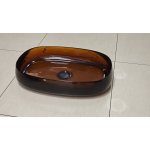 Galatea Design Paddle Umywalka stawiana na blat 58x38 dark brown z korkiem klik-klak czarny mat GDFU2007DB