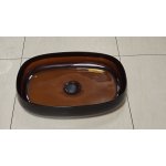 Galatea Design Paddle Umywalka stawiana na blat 58x38 dark brown z korkiem klik-klak czarny mat GDFU2007DB