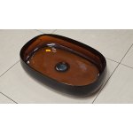 Galatea Design Paddle Umywalka stawiana na blat 58x38 dark brown z korkiem klik-klak czarny mat GDFU2007DB