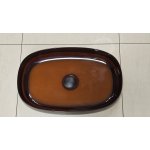 Galatea Design Paddle Umywalka stawiana na blat 58x38 dark brown z korkiem klik-klak czarny mat GDFU2007DB
