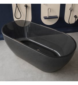           Galatea Design Reflex Wanna wolnostojąca 150x70 light grey z korkiem klik klak gunmetal GDFY8010150LG