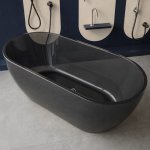           Galatea Design Reflex Wanna wolnostojąca 150x70 light grey z korkiem klik klak gunmetal GDFY8010150LG