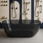           Galatea Design Reflex Wanna wolnostojąca 150x70 light grey z korkiem klik klak gunmetal GDFY8010150LG