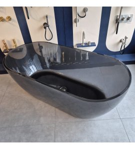          Galatea Design Reflex Wanna wolnostojąca Resinmood 150x70 light grey z korkiem klik klak gunmetal GDFY8010150LG WYPRZEDAŻ EKSPOZYCJI!!