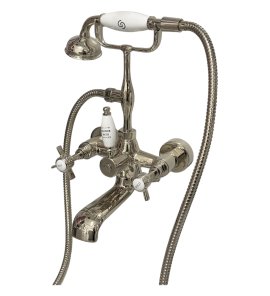    Galatea Design Retro Bateria wannowa ścienna z zestawem prysznicowym nikiel GDT8NKL W MAGAZYNIE!!