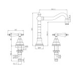   Galatea Design Retro Bateria umywalkowa 3-otworowa z korkiem nikiel GDT14NKL W MAGAZYNIE!!