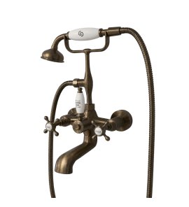   Galatea Design Retro Bateria wannowa ścienna z zestawem prysznicowym old brass GDT8OLB W MAGAZYNIE!!