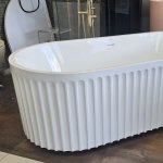         Galatea Design Riflia Wanna wolnostojąca ryflowana z korkiem klik klak 170x80 biały GDAO2006WH PROMOCJA NOWOROCZNA