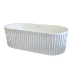         Galatea Design Riflia Wanna wolnostojąca ryflowana z korkiem klik klak 170x80 biały GDAO2006WH PROMOCJA NOWOROCZNA