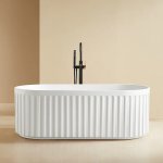         Galatea Design Riflia Wanna wolnostojąca ryflowana z korkiem klik klak 170x80 biały GDAO2006WH PROMOCJA NOWOROCZNA