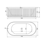         Galatea Design Riflia Wanna wolnostojąca ryflowana z korkiem klik klak 170x80 biały GDAO2006WH PROMOCJA NOWOROCZNA