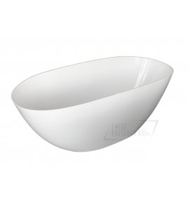 Galatea Smooth Wanna wolnostojąca z konglomeratu z syfonem 160x75 cm biały połysk GAQS1