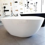 Galatea Smooth Wanna wolnostojąca z konglomeratu z syfonem 160x75 cm biały połysk GAQS1