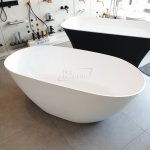 Galatea Smooth Wanna wolnostojąca z konglomeratu z syfonem 160x75 cm biały połysk GAQS1