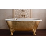 Gentry Home Carlton wanna 178x80 cm żeliwna biała/złoto z nogami 9141