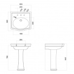 Gentry Home Coventry Umywalka ścienny 65,5x56 cm z otworem na baterię Biała 2311