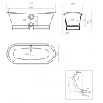 Gentry Home Epoque wanna 170x68 cm żeliwna biała 9158.103