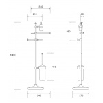 Gentry Home Unique Wolnostojący wieszak na ręczniki ze szczotką do WC, z dozownikiem do mydła w płynie Forrest Chrom 10615