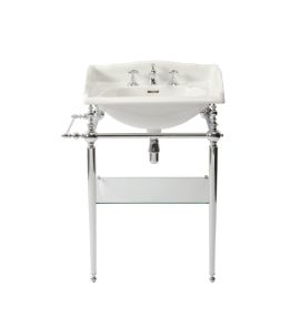 Gentry Home Victorian Umywalka 63,5x49 + Stelaż pod umywalkę ze szklaną półką + Wieszak na ręczniki chrom 2000+9096+9092