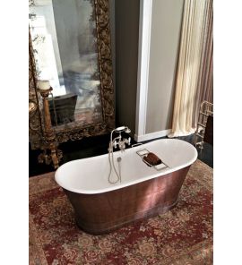 Gentry Home York wanna 170x68 cm żeliwna biała/brązowa skóra 9190