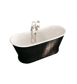 Gentry Home York wanna 170x68 cm żeliwna biała/czarna skóra 9192