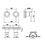 Gessi 316 Bateria prysznicowa ścienna z dwoma wyjściami element zewnętrzny steel brushed 54077.239