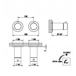 Gessi 316 Bateria prysznicowa termostatyczna ścienna z przełącznikiem 1-drożnym element zewnętrzny steel brushed 54232.239