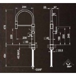 Gessi 316 Bateria kuchenna jednouchwytowa 1-otworowa Steel Brushed 60010.239