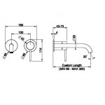 Gessi 316 Flessa Bateria umywalkowa ścienna bez korka element zewnętrzny steel brushed 54089.239