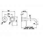 Gessi 316 Meccanica Bateria umywalkowa ścienna element zewnętrzny steel brushed 54289.239