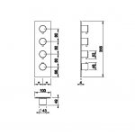 Gessi 316 Wellness Bateria prysznicowa termostatyczna ścienna z trzema wyjściami element zewnętrzny steel brushed 54516.239