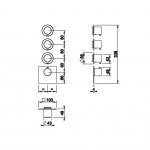 Gessi 316 Wellness Bateria prysznicowa termostatyczna ścienna z trzema wyjściami element zewnętrzny steel brushed 54506.239
