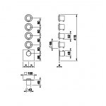 Gessi 316 Wellness Bateria prysznicowa termostatyczna ścienna z czterema wyjściami element zewnętrzny steel brushed 54508.239