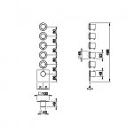 Gessi 316 Wellness Bateria prysznicowa termostatyczna ścienna z pięcioma wyjściami element zewnętrzny steel brushed 54510.239