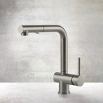 Gessi Acciaio Bateria kuchenna z obrotową i wyciąganą wylewką Steel Brushed 60600.239