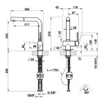 Gessi Acciaio Bateria kuchenna z obrotową i wyciąganą wylewką Steel Brushed 60598.239