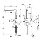 Gessi Acciaio Bateria kuchenna z obrotową wylewką Steel Brushed 60596.239