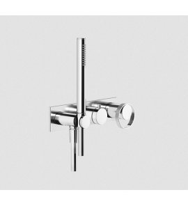 Gessi Anello Bateria prysznicowa ścienna z przełącznikiem 2-drożnym ze słuchawką i wężem część zewnętrzna chrom 63343.031