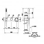 Gessi Anello Bateria prysznicowa ścienna z przełącznikiem 2-drożnym ze słuchawką i wężem część zewnętrzna chrom 63343.031
